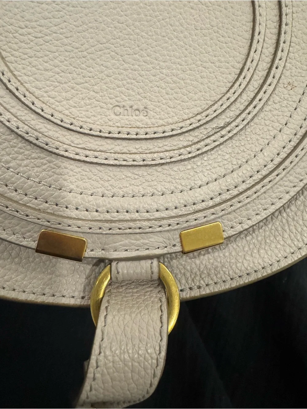 Chloe Cream Pebbled Leather Crossbody Saddle Bag - Size Small
